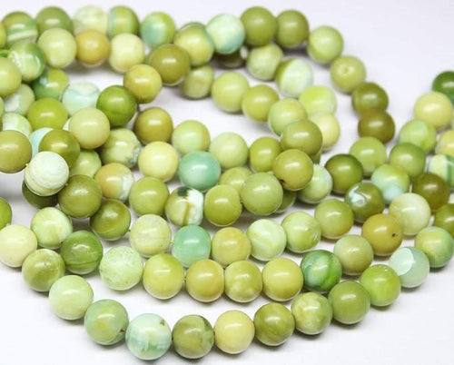 2 Strand Lot Green Opal Smooth Ball Round Gemstone Loose Spacer Beads 13
