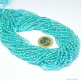 2 Strand Lot Natural Green Apatite Smooth Round Ball Loose Gemstone Bead 4mm 14