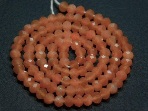2 Strand Lot Natural Peach Moonstone Gemstone Faceted Rondelle Beads 3.5mm 13