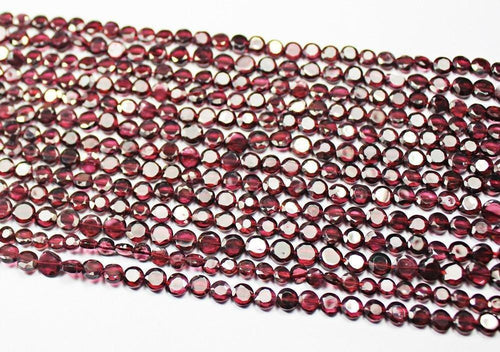 2 Strand Lot Natural Rhodolite Garnet Faceted Round Coin Loose Gem Beads 13
