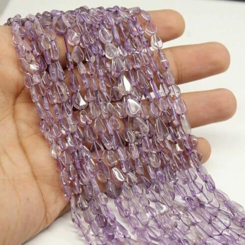 2 Strand Lot Pink Amethyst Smooth Pear Drop Gemstone Loose Beads 13