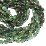 2 Strand Natural Green Oval Emerald Gemstone Smooth Bead Strand 5mm 6mm 14