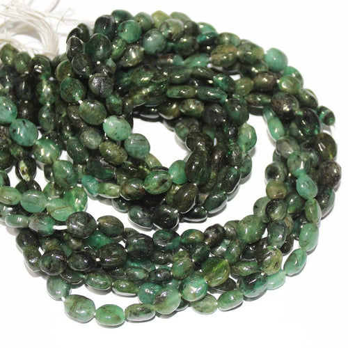 2 Strand Natural Green Oval Emerald Gemstone Smooth Bead Strand 5mm 6mm 14
