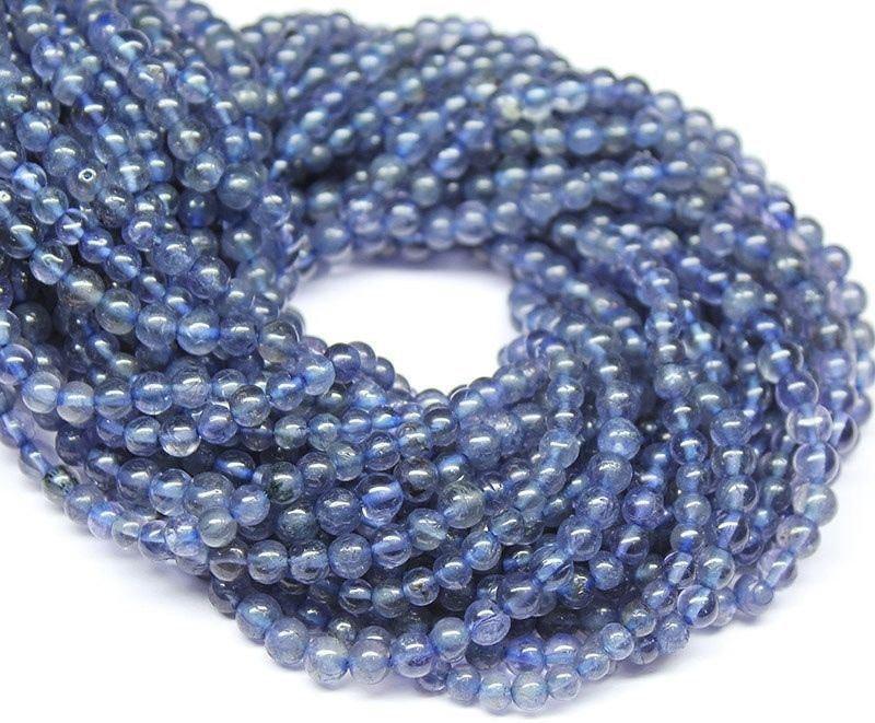 2 Strand Natural Iolite Smooth Polished Round Ball Loose Gemstone Beads 13 " 5mm - Jalvi & Co.