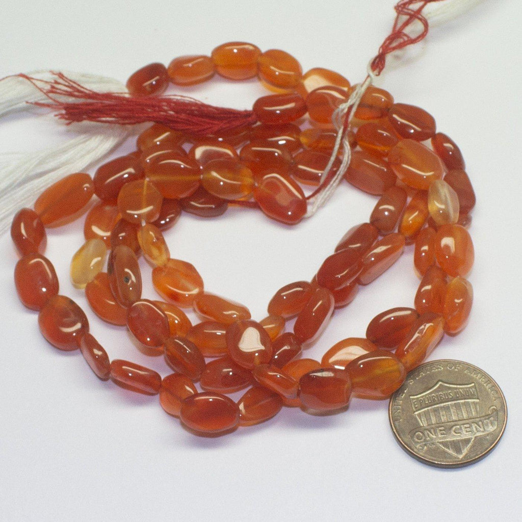 2 Strand Natural Orange Carnelian Smooth Oval Loose Gemstone Beads 13.5" 8mm 9mm - Jalvi & Co.