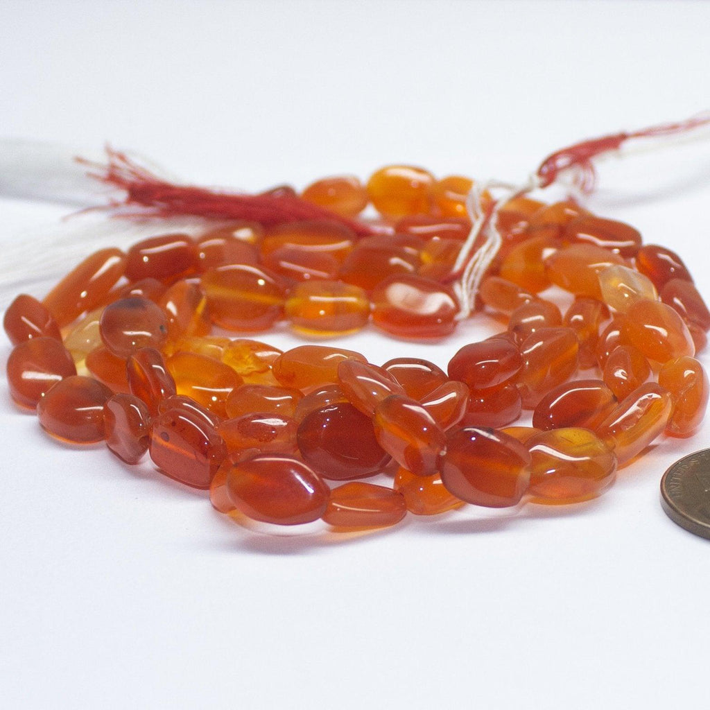 2 Strand Natural Orange Carnelian Smooth Oval Loose Gemstone Beads 13.5" 8mm 9mm - Jalvi & Co.