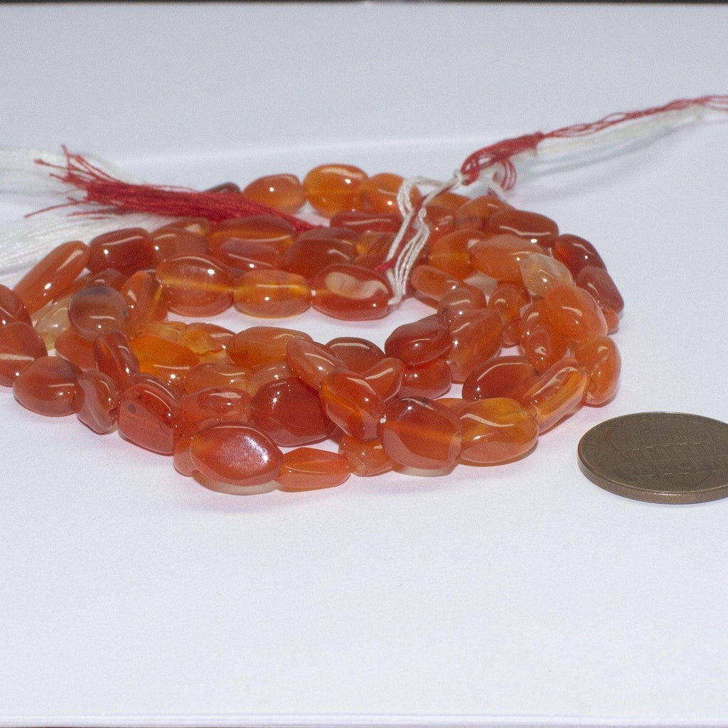 2 Strand Natural Orange Carnelian Smooth Oval Loose Gemstone Beads 13.5" 8mm 9mm - Jalvi & Co.