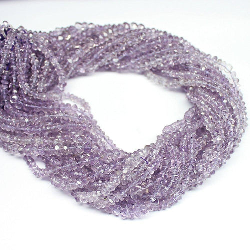 2 Strand Natural Pink Amethyst Faceted Rondelle Loose Gemstone Beads 13