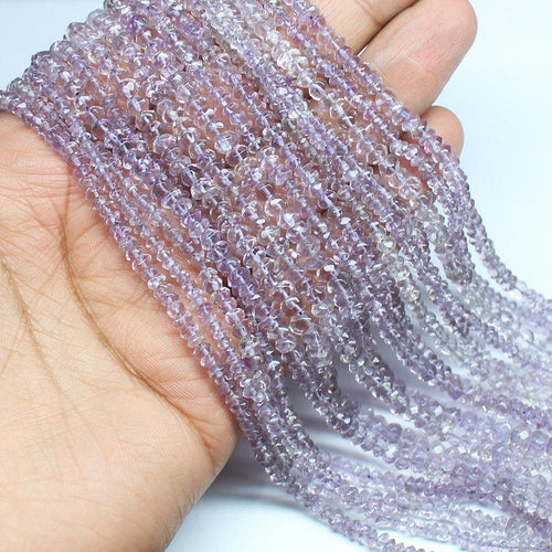 2 Strand Natural Pink Amethyst Faceted Rondelle Loose Gemstone Beads 13