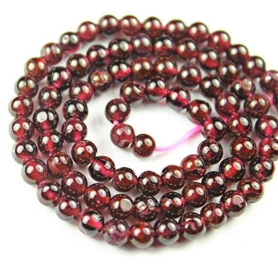 2 Strand Natural Red Garnet Smooth Polished Round Gemstone Loose Beads 5.5mm 13" - Jalvi & Co.