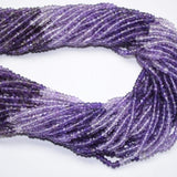 2 Strand Natural Shaded Amethyst Faceted Rondelle Gemstone Spacer Beads 14