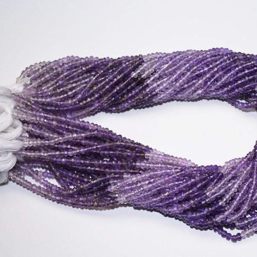 2 Strand Natural Shaded Amethyst Faceted Rondelle Gemstone Spacer Beads 14