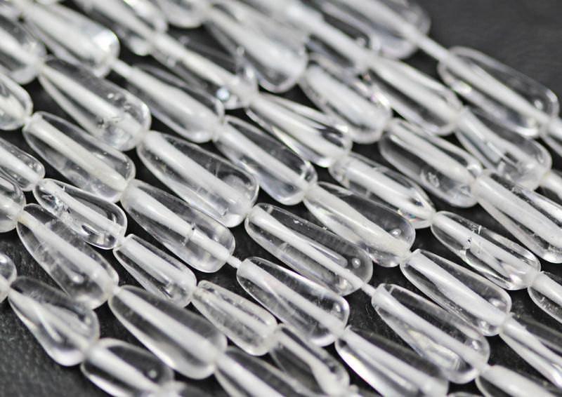2 Strand White Quartz Smooth Briolette Tear Drop Beads 10mm 13mm 13" - Jalvi & Co.