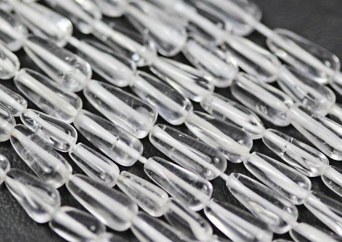 2 Strand White Quartz Smooth Briolette Tear Drop Beads 10mm 13mm 13