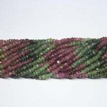 Load image into Gallery viewer, 2 Strands 13 inch, 4mm, Multi Tourmaline Faceted Rondelle Shape Loose Gemstone Briolette Beads, Tourmaline Beads - Jalvi &amp; Co.