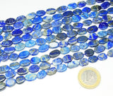 2 Strands Blue Lapis Lazuli Smooth Oval Loose Tumble Gemstone Bead 12mm 10mm 14