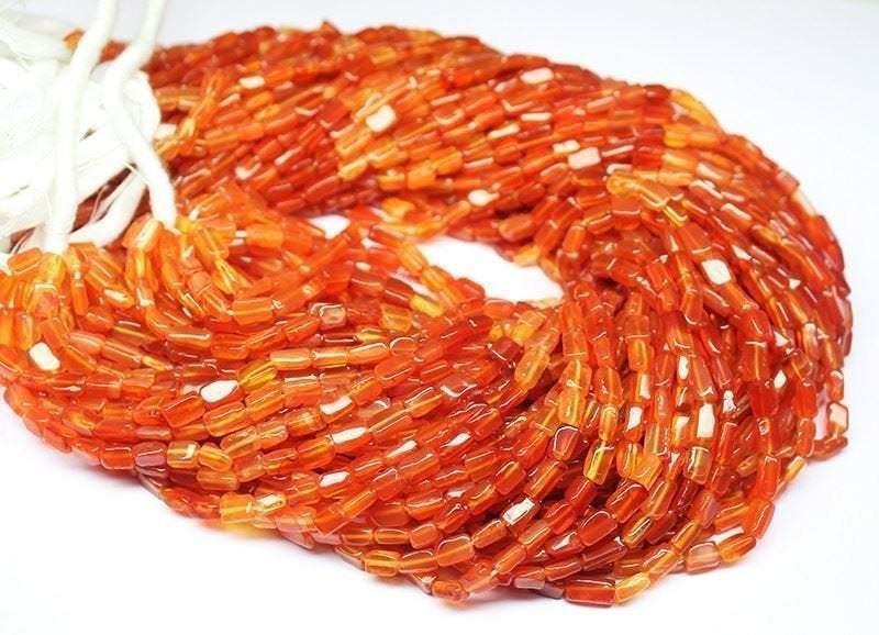 2 Strands Carnelian Gemstone Shaded Smooth Rectangle Chiclet Beads 6mm 8mm 14" - Jalvi & Co.