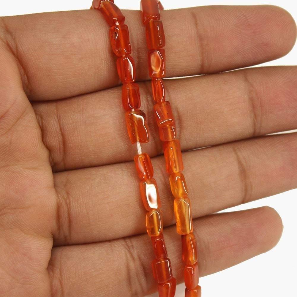 2 Strands Carnelian Gemstone Shaded Smooth Rectangle Chiclet Beads 6mm 8mm 14" - Jalvi & Co.