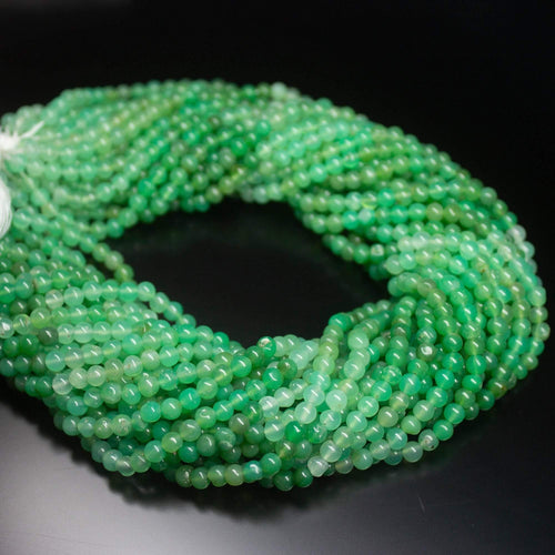 2 Strands Chrysoprase Shaded Round, Plain Beads,Natural Gemstone Green Beads,Natural Plain Beads 4mm 13 inch - Jalvi & Co.