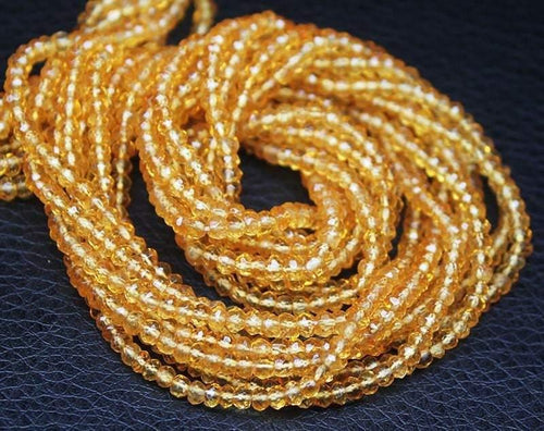 2 strands Golden Citrine Mystic Quartz Faceted Loose Rondelle Beads 3.5mm 13