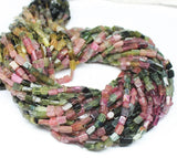 2 Strands Multi Tourmaline Smooth Box Rectangle Loose Gemstone Beads, 14 inch, 5-6mm