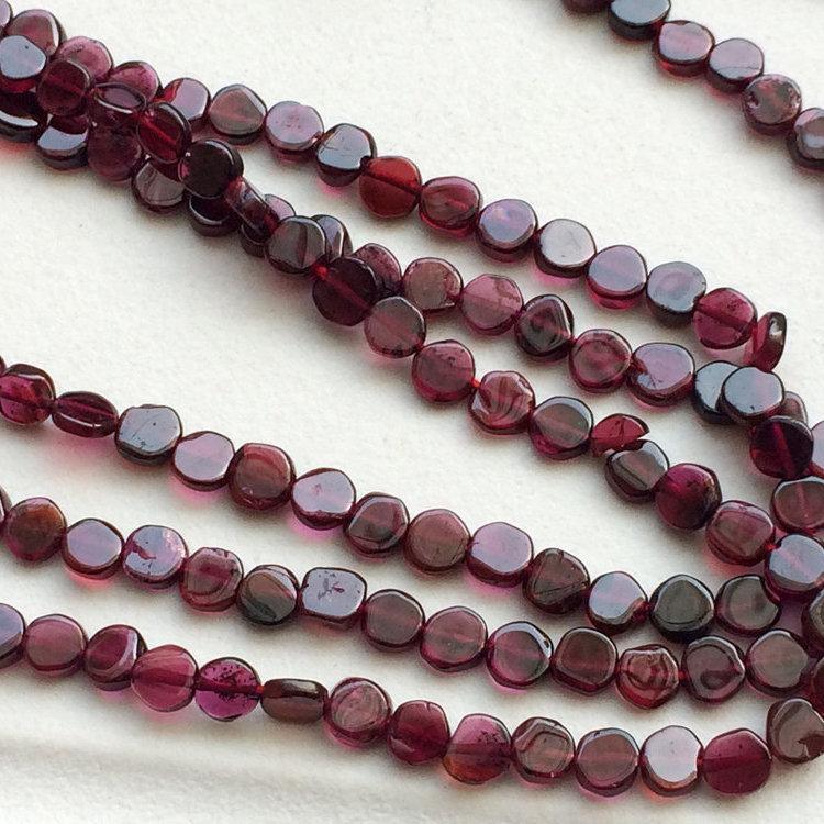 2 Strands Red Garnet Smooth Round Coin Gemstone Loose Beads Strand 6mm 14" - Jalvi & Co.