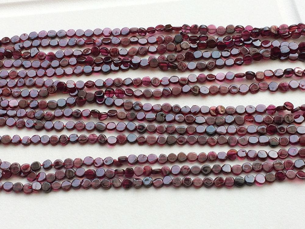 2 Strands Red Garnet Smooth Round Coin Gemstone Loose Beads Strand 6mm 14" - Jalvi & Co.