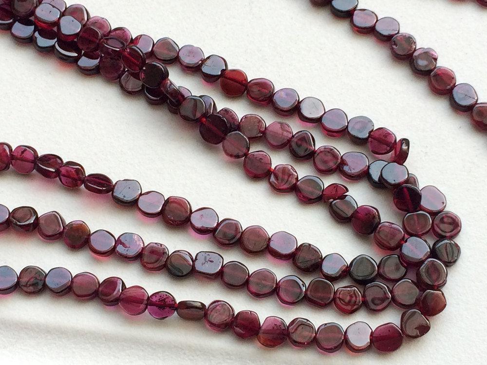 2 Strands Red Garnet Smooth Round Coin Gemstone Loose Beads Strand 6mm 14" - Jalvi & Co.
