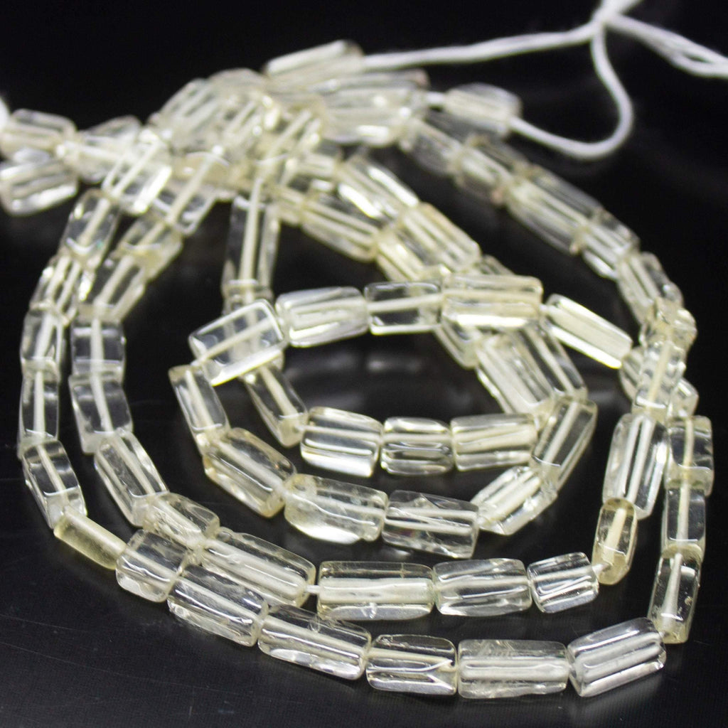 2 x 13 inch, 5-9.5mm, White Quartz Smooth Rectangle Beads, Quartz Beads - Jalvi & Co.