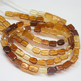 2 x 13 inch, 7mm 9mm, Natural Shaded Hessonite Smooth Rectangle Shape Beads Strand, Garnet Beads