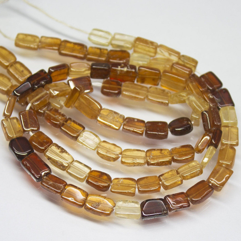 2 x 13 inch, 7mm 9mm, Natural Shaded Hessonite Smooth Rectangle Shape Beads Strand, Garnet Beads - Jalvi & Co.