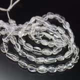 2 x 13 inch, 7mm 9mm, White Quartz Smooth Oval Beads, Quartz Beads