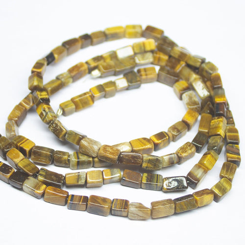 2 x 15 inch, 5-8mm, Brown Tiger Eye Smooth Rectangle Beads, Tiger Eye Beads - Jalvi & Co.