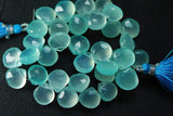 2 X 8 Inches, AAA Aqua Chalcedony Faceted Heart Briolette's 10-11mm Large Size, Wholesale Price