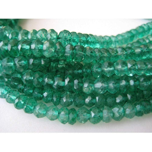 2 x Natural Mystic Green Quartz Faceted Rondelle Loose Gemstone Beads 14