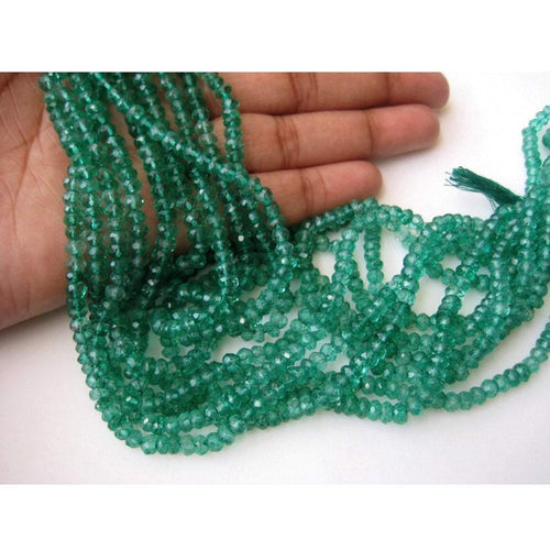 2 x Natural Mystic Green Quartz Faceted Rondelle Loose Gemstone Beads 14