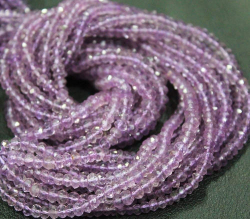 2 x Natural Pink Amethyst Rondelle Faceted Gemstone Loose Beads Strand 3mm 13