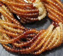 Load image into Gallery viewer, 2 x Natural Shaded Hessonite Garnet Faceted Rondelle Gemstone Beads Strand 3mm 14" - Jalvi &amp; Co.