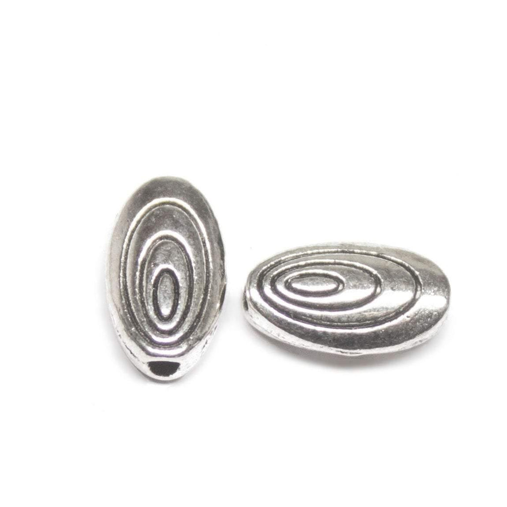 20 Antique Silver Tone Oval Spacer Tribal Bead - SC150 - Jalvi & Co.