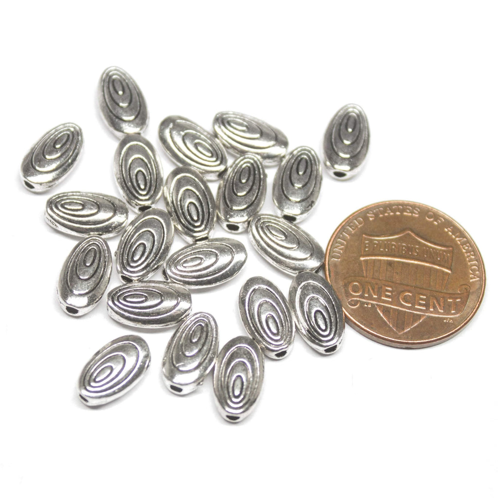 20 Antique Silver Tone Oval Spacer Tribal Bead - SC150 - Jalvi & Co.