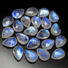 Load image into Gallery viewer, 20 Beads, Finest Quality, 14mm Matched Pair, Faceted Pear Shape Briolettes Blue Flash Moonstone - Jalvi &amp; Co.