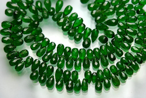 20 Beads, Natural Chrome Diopside Faceted Drops,Size 6-8mm - Jalvi & Co.