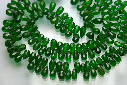 20 Beads, Natural Chrome Diopside Faceted Drops,Size 6-8mm - Jalvi & Co.