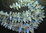 20 Beads, Smooth Marquise Briolettes 12-16 mm Size Blue Flashy Rainbow Moonstone