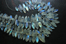 Load image into Gallery viewer, 20 Beads, Smooth Marquise Briolettes 12-16 mm Size Blue Flashy Rainbow Moonstone - Jalvi &amp; Co.