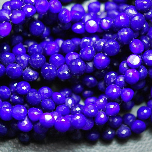 20 Beads Very Finest Rare Amethyst Purple Chalcedony Faceted Onion Drops Briolette's 8-7mm Long - Jalvi & Co.