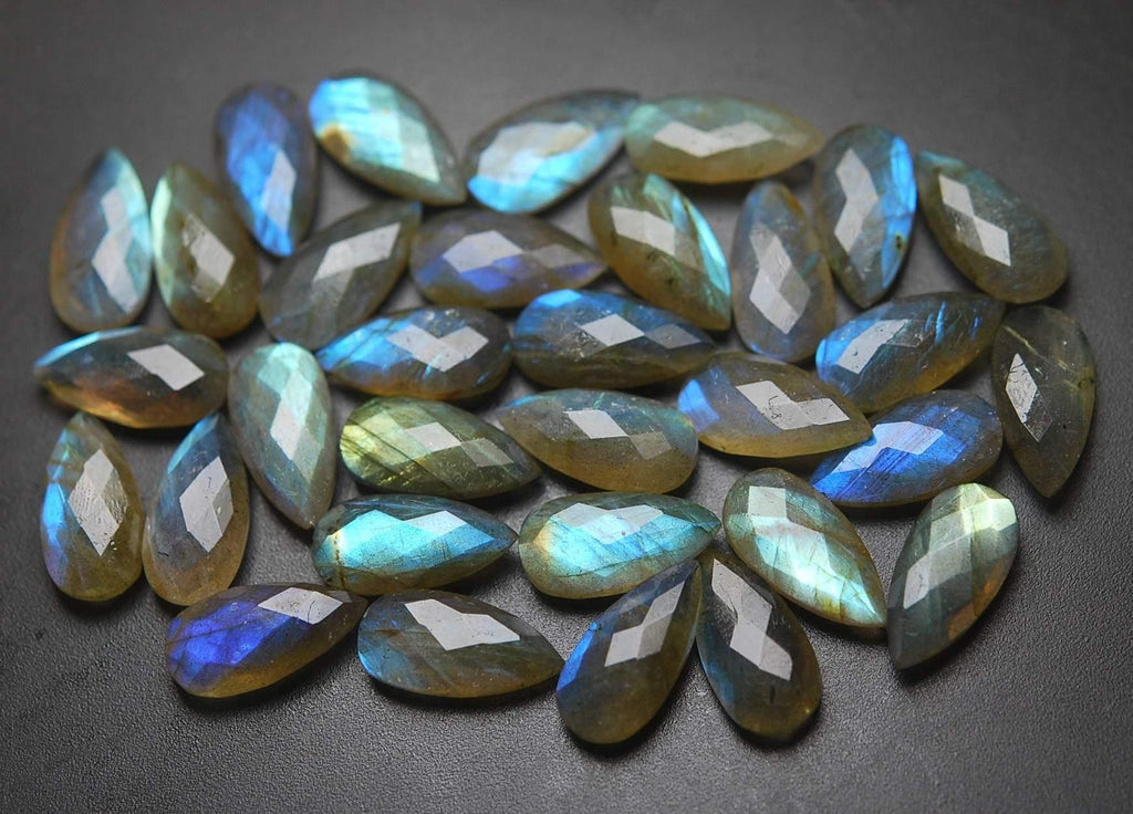 20 Beads,Super Finest Blue Flash Labradorite Faceted Pear Shape Briolettes Size 10X20mm - Jalvi & Co.