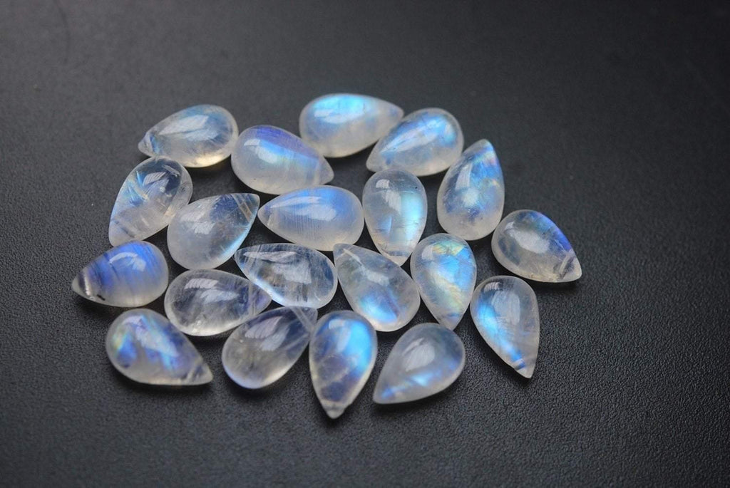 20 Beads,Super Finest,Super Rare,Blue Flashy Rainbow Moonstone Smooth Pear Shape Briolettes, 10-13mm Size, - Jalvi & Co.