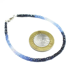 Load image into Gallery viewer, 20 Cts+ Natural White Blue Sapphire Rondelle Beads Silver Clasp Bracelet 7.5&quot; - Jalvi &amp; Co.