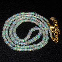 Load image into Gallery viewer, 20&quot; Fire Ethiopian Opal Rondelle Gold Plated Gemstone Beads Necklace 2.5mm 4mm - Jalvi &amp; Co.